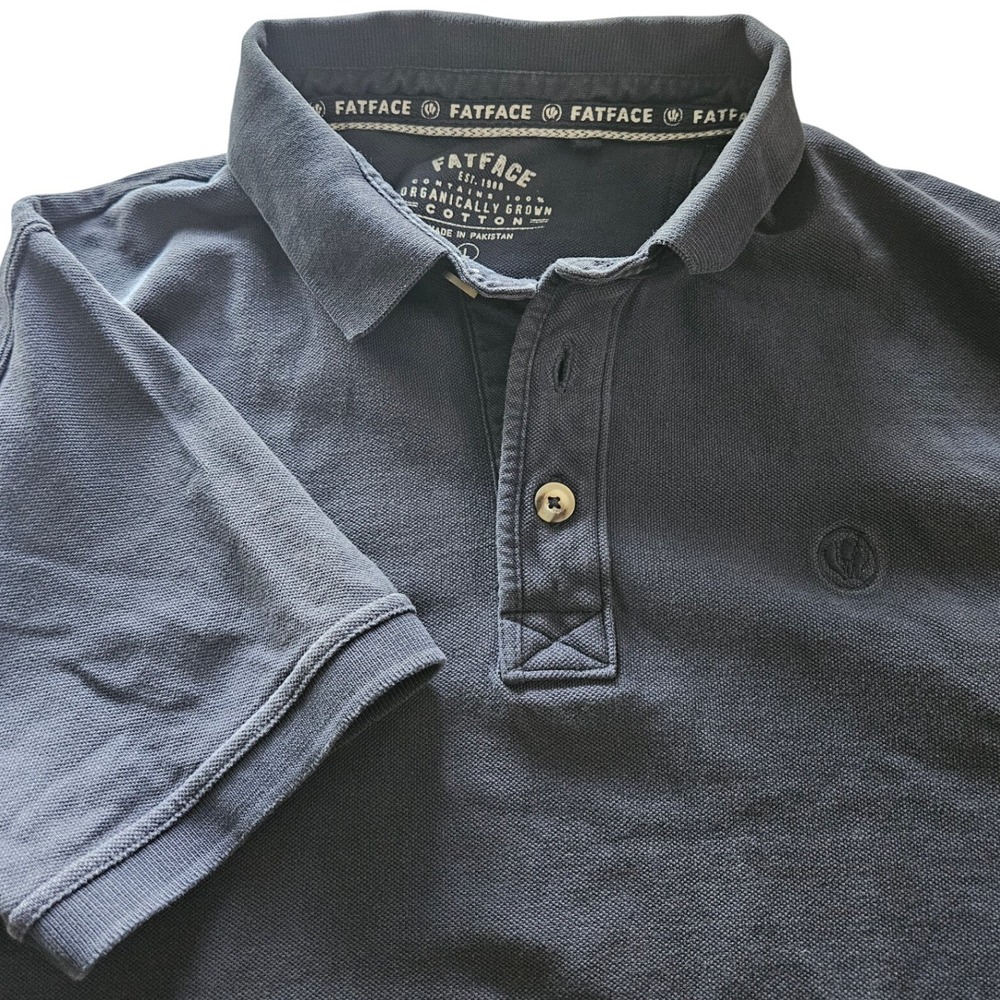 FATFACE Men's Polo Shirt Large‎ Blue Organically Grown Cotton Casual Top